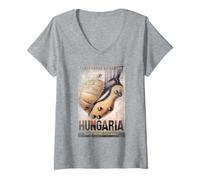 Donna Hungarian Soccer Maglietta con Collo a V
