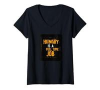 Donna Hungry is a Full Time Job Costume per ragazzi e ragazze Maglietta con Collo a V