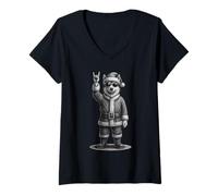 Donna Husky Rock Music Christmas Amante dei Cani Maglietta con Collo a V