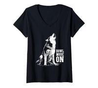 Donna Husky urla la Luna | Howl Mode On Maglietta con Collo a V