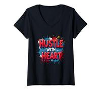 Donna Hustle with Heart - Lavorare con Cuore e Mente Maglietta con Collo a V