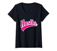 Donna Hustler Sport Style Sty Money Hustle Maglietta con Collo a V