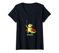 Donna Huzzah Dragon Shadow Knight Funny Black Sword Meme Quote Maglietta con Collo a V