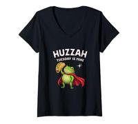 Donna Huzzah Tuesday Is Mine Frog Knight Taco Appassionati Snack Maglietta con Collo a V