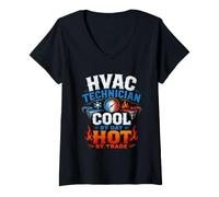 Donna HVAC Tecnico Cool By Day Hot Trade Maglietta con Collo a V