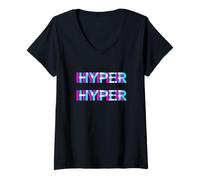 Donna Hyper Hyper Techno Raver Goa Trance Festival Rave Disco Maglietta con Collo a V