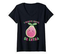 Donna I Always Guava Be Extra Cute Kawaii Fruit Pun Maglietta con Collo a V