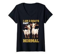 Donna I Am 2 Goats Past Normal Animal Farmer Joke - Maglietta con Collo a V