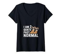 Donna I Am 2 Goats Past Normal Animal Farmer Joke |---- Maglietta con Collo a V