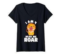 Donna I am 4 Hear Me Roar Super Carino Maglietta con Collo a V