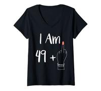 Donna I Am 49 Plus 1 dito medio per un 50 ° donna 50 anni Maglietta con Collo a V