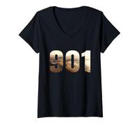 Donna I am 901 Codice Area Memphis Tennessee City Bridge Regalo Maglietta con Collo a V