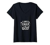 Donna I Am a Child of God Christian Faith-Inspired Men Women Kids Maglietta con Collo a V