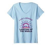 Donna I Am A Shining Star Illumina Il Mondo Maglietta con Collo a V