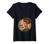 Donna I Am Black History Month African Pride Black Fist American Maglietta con Collo a V