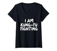 Donna I AM Kung-Fu Fighting Maglietta con Collo a V