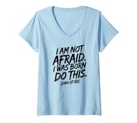 Donna I Am Not Afraid. I Was Born To Do This. Stampa Nera Maglietta con Collo a V