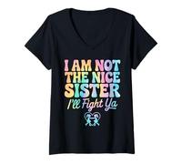 Donna I Am Not The Nice Sister I'll Fight Ya Maglietta con Collo a V