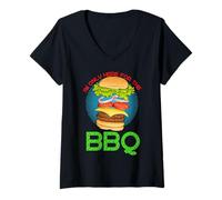 Donna I Am Only Here for The BBQ Burgers Uomini Donne Bambini Ragazzi Ragazze Maglietta con Collo a V