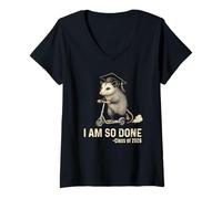 Donna I Am So Done Class of 2026 Senior 26 Funny Graduation Possum Maglietta con Collo a V