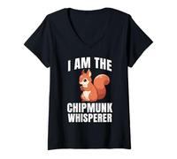 Donna I Am The Chipmunk Whisperer Chipmunk Scoiattolo Maglietta con Collo a V