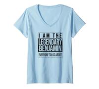 Donna I am The leggendary Shirt, Idea Regalo per Benjamin Maglietta con Collo a V