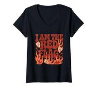 Donna I Am the Red Flag Toxic Funny Incontri Meme Maglietta con Collo a V