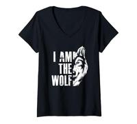 Donna I am The Wolf wildes Wolfsrudel e Lupe Maglietta con Collo a V