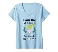 Donna I Am the Woman Too Drunk to Blame on Margarita Spicy Tequila Maglietta con Collo a V