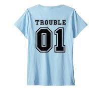 Donna I Am Trouble Bestie Segue Gli Sport dei Migliori Amici abbinati Maglietta con Collo a V