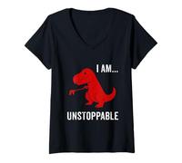 Donna I Am Unstoppable - Divertente dinosauro T-Rex Jurassic Animal Gift Maglietta con Collo a V