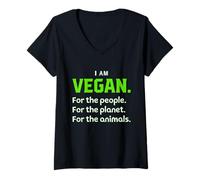 Donna I Am Vegan Vegetarian Vegan Maglietta con Collo a V