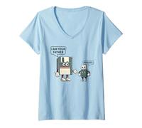 Donna I am your father nooo floppy disk USB Divertente IT Tech Umorismo Maglietta con Collo a V