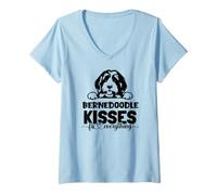 Donna I Baci di Bernedoodle sistemano Tutto Maglietta con Collo a V