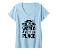 Donna I Baffi Rendono Il Mondo Un Posto Migliore Maglietta con Collo a V