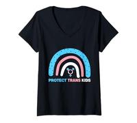 Donna I Bambini Trans proteggono Il Supporto al Transgender Pride Maglietta con Collo a V