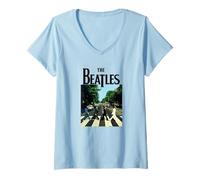 Donna I Beatles Attraversando Abbey Road Maglietta con Collo a V