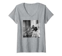 Donna I Beatles John Lennon Yoko ONO Bed-in Contro la Guerra 1969 Maglietta con Collo a V
