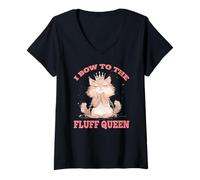 Donna I BOW TO THE FLUFF QUEEN Maglietta con Collo a V