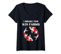 Donna I Brake for Koi | Funny Koi Fish Lover & Pond Enthusiast Maglietta con Collo a V
