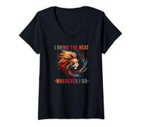 Donna I Bring The Heat Wherever I Go Maglietta con Collo a V