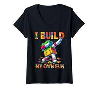 Donna I Build My Own Fun Master Builder Dabbing Toy Funny Maglietta con Collo a V