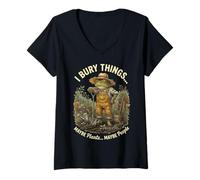 Donna I Bury Things Maybe Plants Maybe People Frog Gardener Maglietta con Collo a V