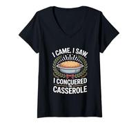 Donna I Came I Saw Ho Conquistato la Casseruola Ringraziamento Maglietta con Collo a V