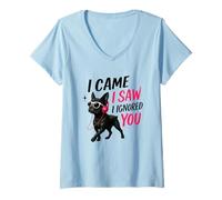 Donna I Came I Saw I Ignored You Bulldog Francese Maglietta con Collo a V