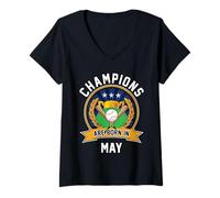 Donna I Campioni Sono Nati a Maggio Baseball Regali di Compleanno Maglietta con Collo a V