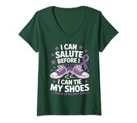 Donna I Can Salute Military Child Month Purple Up Military Kids Maglietta con Collo a V