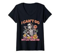 Donna I Can't Go My Cat Said No Pet Lover Animal Excuse - Maglietta con Collo a V