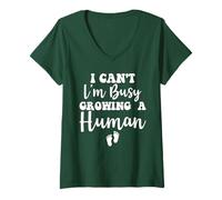 Donna I Cant I'm Busy Growing A Human for Cute Pregnancy Mom Maglietta con Collo a V