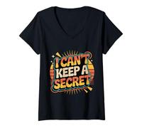 Donna I Can't Keep A Secret personalità estroversa loquace |- Maglietta con Collo a V